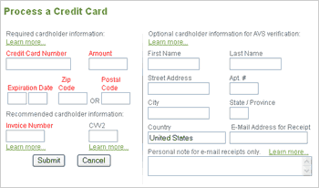 Process Credit Card Form